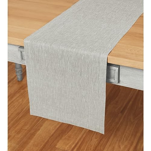 Solino Home Linen Table Runner 90 Inch - Oyster Grey