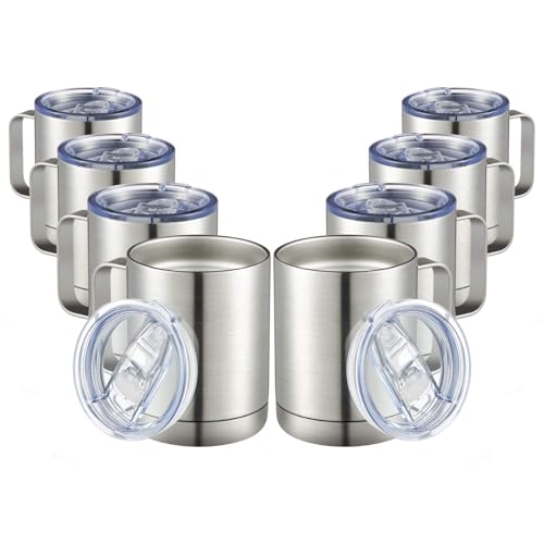 MEWAY 12oz Coffee Mug With Handle (Sliver, Set of 8)
