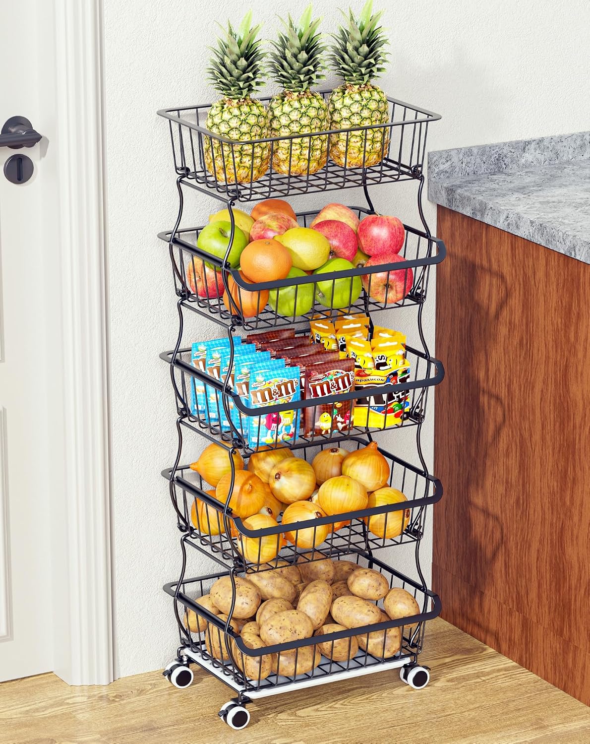OKZEST 5 Tier Fruit Basket Cart