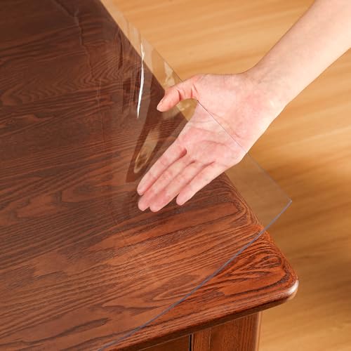 ETECHMART Clear Plastic Table Cover Protector Rectangle 36 x 48'', Thick Waterproof Transparent Table Protector for Dining Table, Non-Slip Heat Resistant Clear Desk Mat for Kitchen Office Desktop