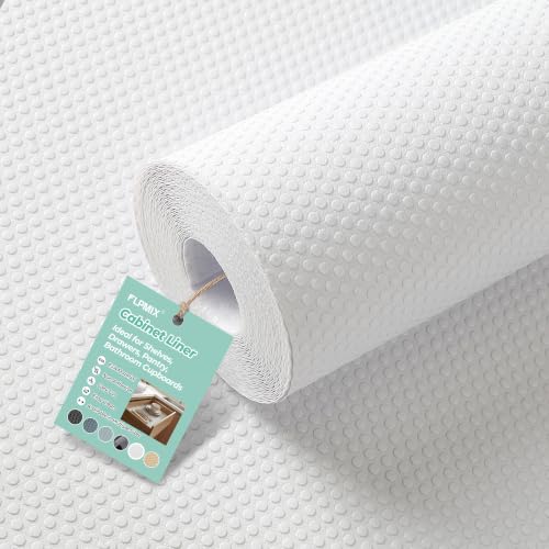 FLPMIX Shelf Liner White - Non-Adhesive Shelf Liners for Kitchen Cabinets, Waterproof Cabinet Liner, Easy to Cut Drawer Mat for Pantry, Cupboard Liner Washable 17.7" X300 Inch