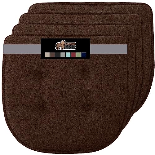 GORILLA GRIP Slip Resistant Tufted Chair Cushions (Brown)