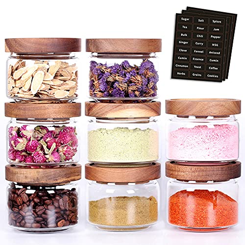 8 Pcs Spice Containers - 8.5oz Glass Spice Jars