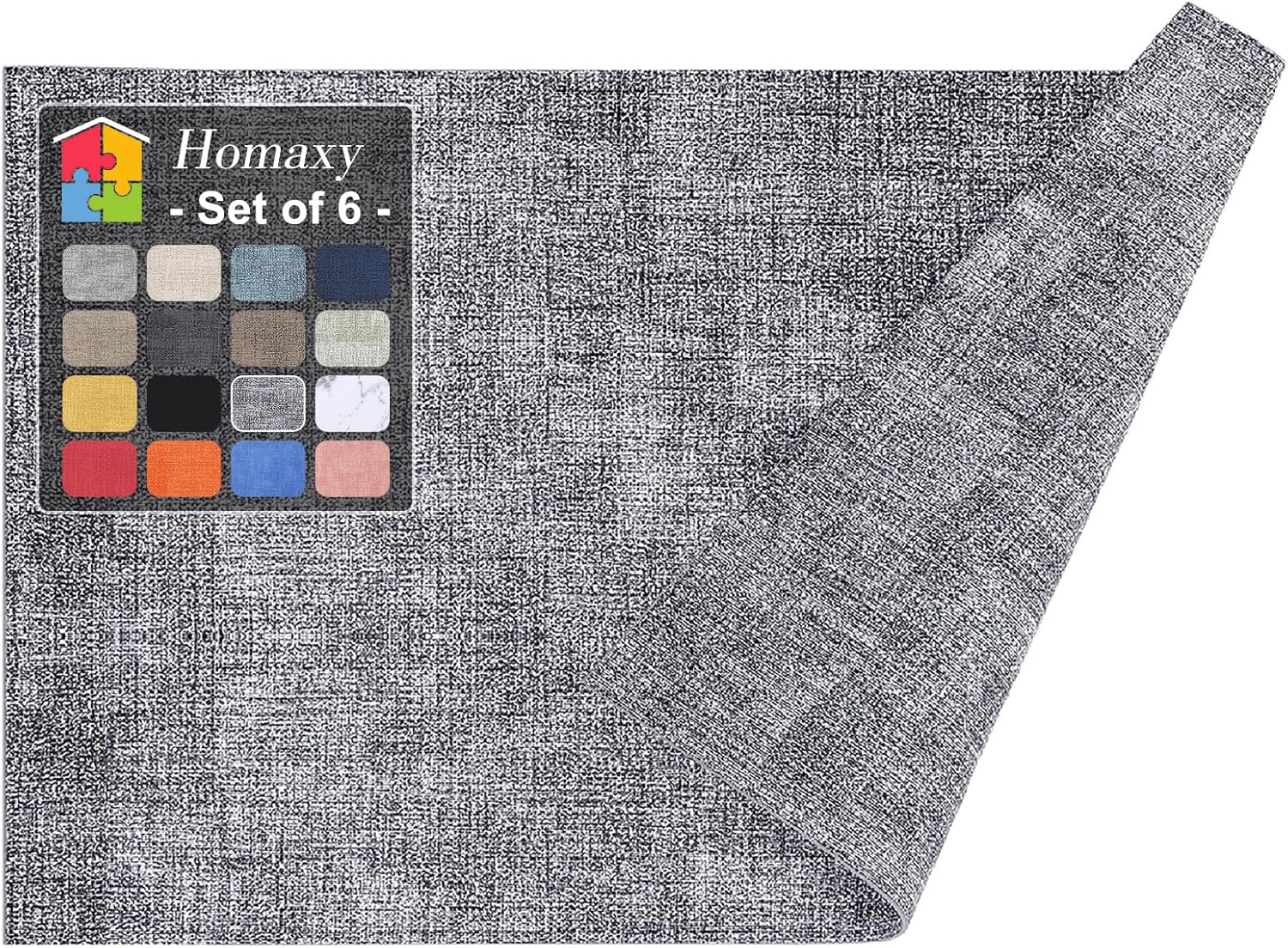 Homaxy Faux Leather Heat Resistant Placemats (Black & White)