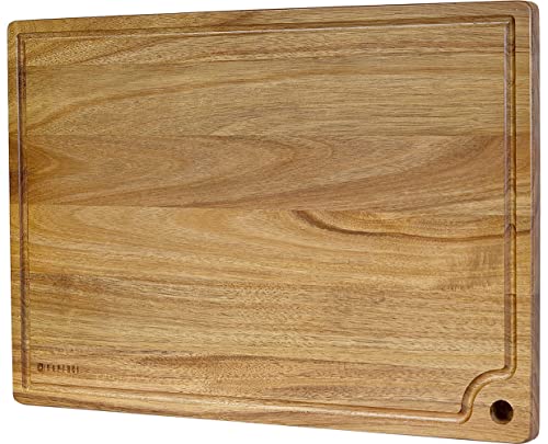 Extra Large Acacia Wood Cutting Board 20 x 14 Inch - Caperci Better Kitchen Chopping Board with Juice Groove & Handle Hole for Meat (Butcher Block) Vegetables and Cheese