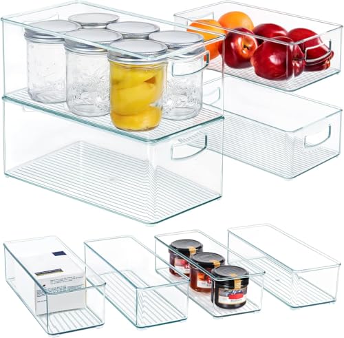 Hudgan 8 PACK Stackable Pantry Organizer Bins