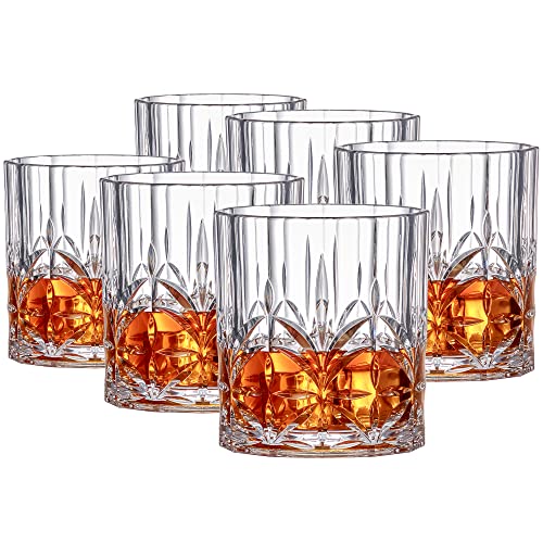 Amazing Abby - Whitney - 14-Ounce Plastic Whiskey Glasses (Set of 6), Plastic Wine Glasses, Reusable, BPA-Free, Shatter-Proof, Dishwasher-Safe, Perfect for Poolside, Outdoors, Camping, and More