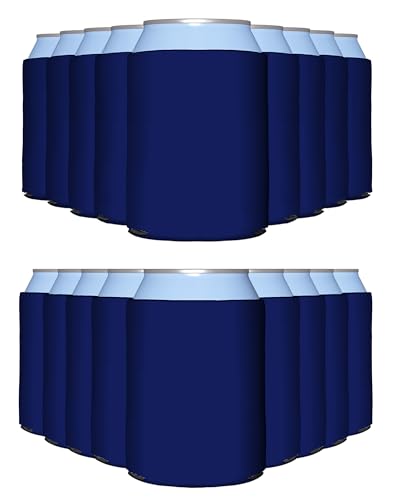 PartyPrints 200 Pack Navy Blue Blank Can Cooler Sleeves, Customizable Bulk Insulated Foam for Beer, Collapsible Plain Drink Holder, Cold Soda Insulator, 12oz Regular, 16oz Tall Cans