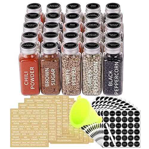 SWOMMOLY 25 Glass Spice Jars