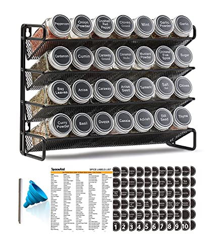 SpaceAid Spice Rack Organizer — 28 Jars (Black)