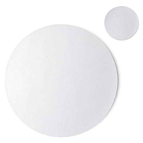 Set of 8 PU Leather Placemats, Waterproof Coffee Coasters, Kitchen Table Mats, Easy to Wipe Off for Dining Round Table