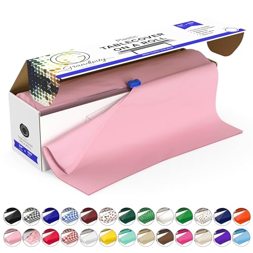 Grandipity Pink Premium Disposable Plastic Picnic Tablecloth on a Roll 54 Inch. x 100 Ft. with Self Cutter Box, Decorative Table Cover for Dining Table, Buffet Parties & Camping