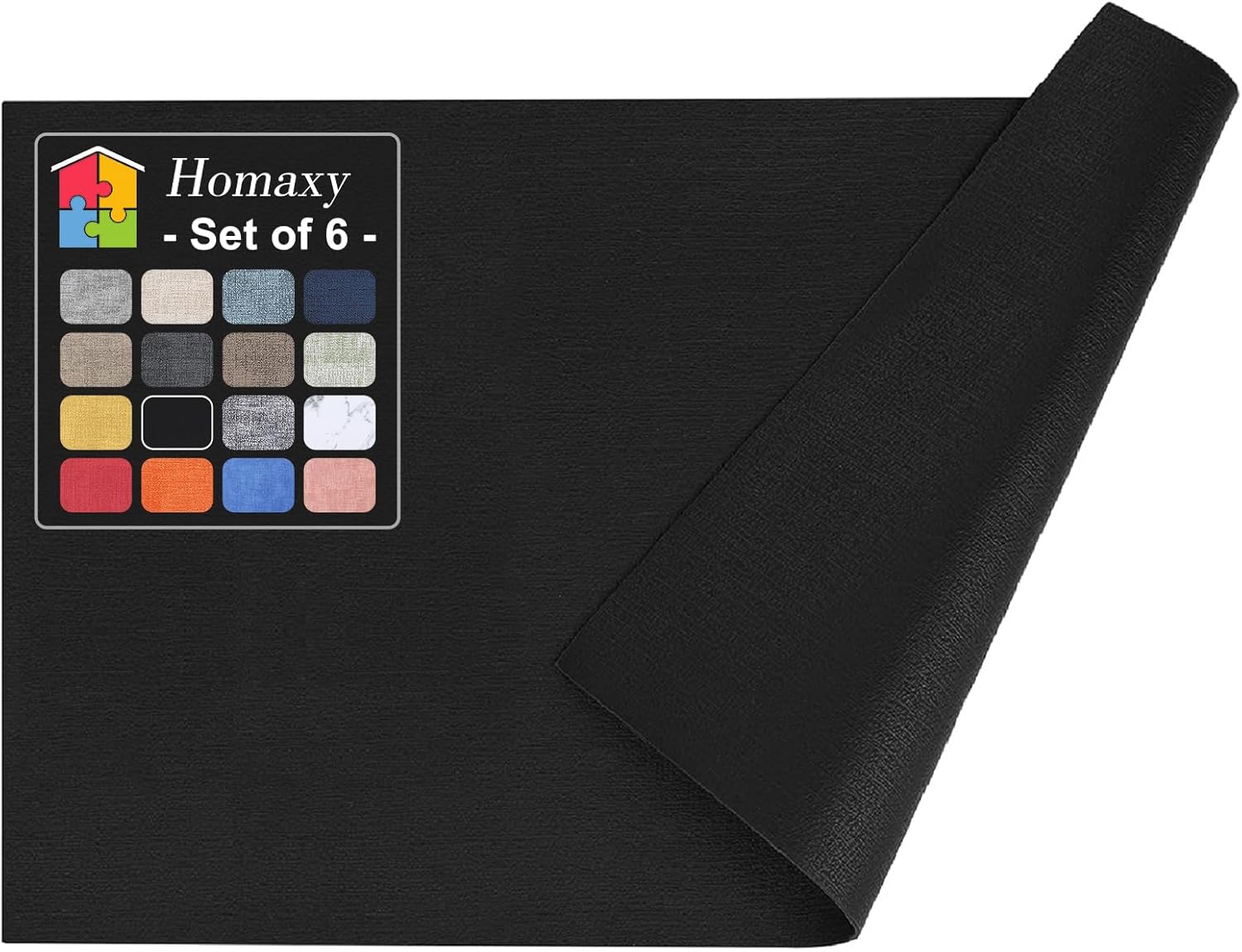 Homaxy Faux Leather Heat Resistant Placemats (Black)