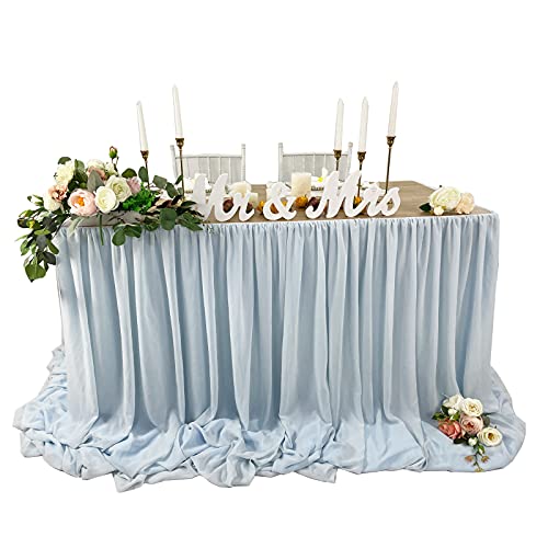 Pooling and Floating Chiffon Table Skirt (Blue, 9FT)