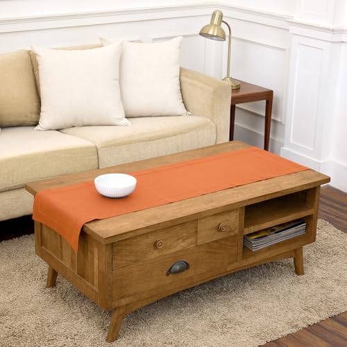 Solino Home Linen Pumpkin Hemstitch Table Runner 60 Inches