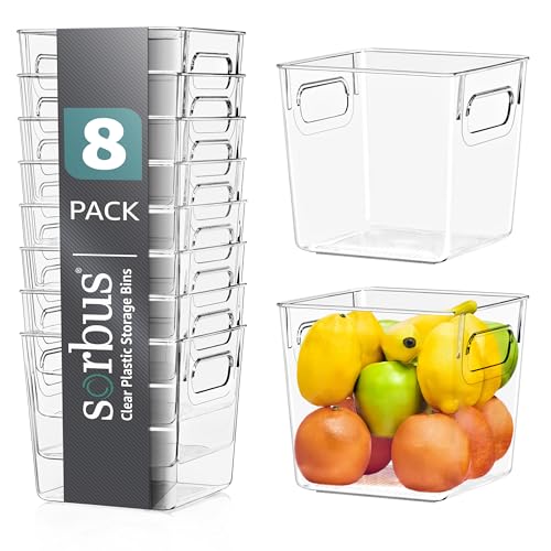 Sorbus Small Clear Plastic Bins (8 pack)