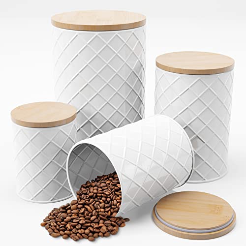Pebble & Stem White Metal Canister Set