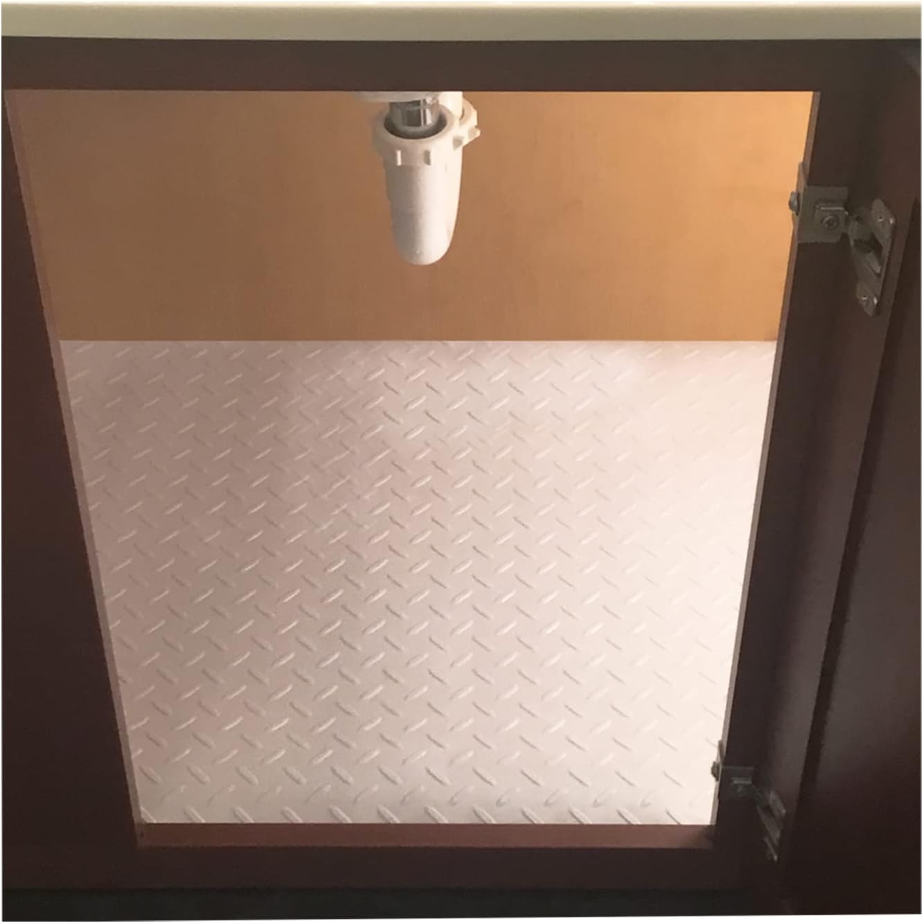 RESILIA Premium Under The Sink Mat- Large Universal Size, Cut to Fit Cabinets, Shelf & Drawer Liners, Thick Plastic Diamond Plate Surface, 24 x 48 inches, Pure White, Made in The USA