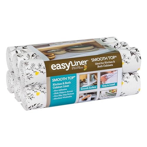 Smooth Top EasyLiner for Cabinets & Drawers - Easy to Install & Cut to Fit - Shelf Paper & Kitchen Drawer Liner Non Adhesive - Non Slip Shelf Liner - 20 Inch Width - 36 Total Feet - Dark Grey Branch