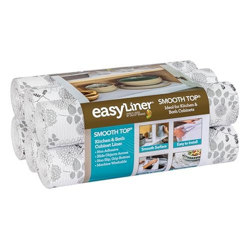 Duck Brand Smooth Top EasyLiner for Cabinets & Drawers - Easy to Install & Cut to Fit - Shelf Paper & Drawer Liner Non-Adhesive - Non Slip Shelf Liner - 20" Width - 36 Total Ft - Black Midnight Bloom