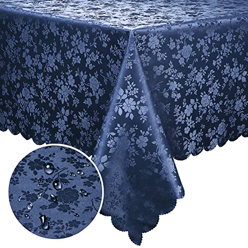 Smiry Rectangle Table Cloth, Waterproof Heavy Duty Vinyl Tablecloths, Wipeable Washable Table Cover for Kitchen and Dining Room (Navy Blue, 60" X 84")