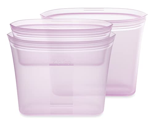 Zip Top Reusable Food Storage Bags | 3 Bag Set [Lavender] - 2 Sandwich, 1 Snack | Silicone Meal Prep Container | Microwave, Dishwasher and Freezer Safe | Made in the USA