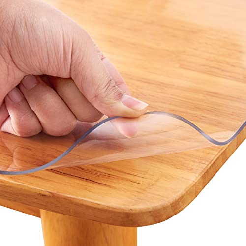 Clear Plastic PVC Table Protector for Dining Room Table Crystal Tablecloth Desktop Pad Mat Wooden Furniture Coffee Glass End Side Bistro Table Top Protection Countertop Waterproof Rectangular 42x60