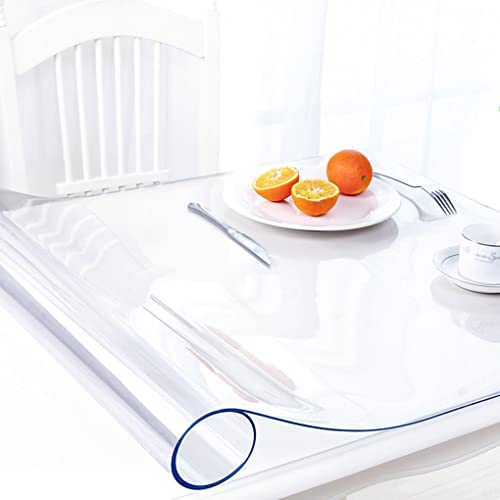 24x55 Inch Clear Plastic Pad Table Protector Cover Dining Room Tablecloth Office Desk Mat Easy Clean Heat Resistant Protection Glass Wood Tabletop Office Writing Desk Kitchen Coffee Table