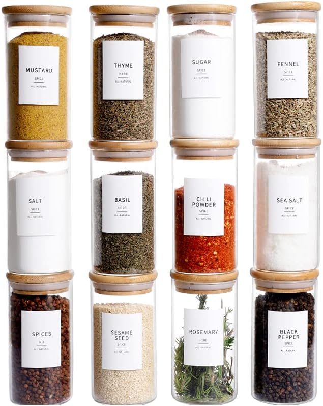 HHMJSM 12 Pcs Glass Spice Jars