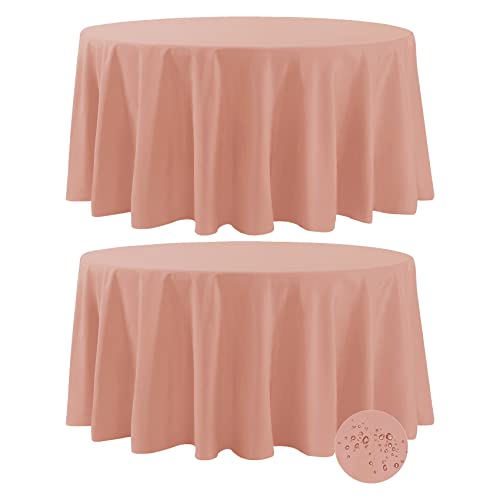 Fokitut 2 Pack 120" Round Tablecloth (Dusty Pink)