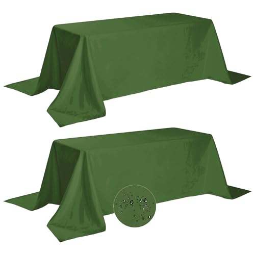 Fokitut 2 Pack Waterproof Rectangle Tablecloth, 90x156 Inch,Stain Resistant and Wrinkle Polyester Table Cloth, Fabric Table Cover for Kitchen Dining, Wedding, Party, Holiday Dinner-Willow