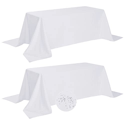 Fokitut 2 Pack Waterproof Rectangle Tablecloth (White)