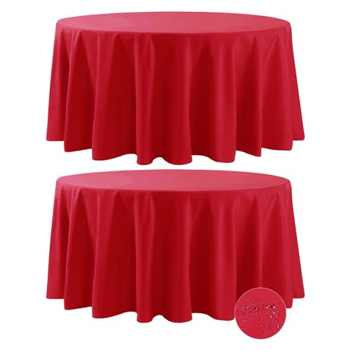 Fokitut 2 Pack Waterproof Round Tablecloth