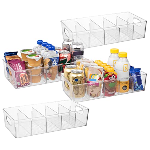 ClearSpace Plastic Pantry Organization and Storage Bins with Removable Dividers  Perfect Kitchen Organization or Kitchen Storage  Refrigerator Organizer Bins, Cabinet Organizers (4 Pack XL)