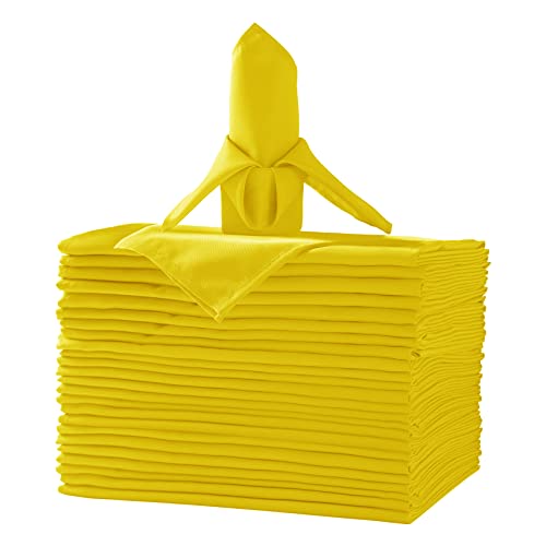50pcs Polyester Cloth Napkins - 20 x 20 inch Yellow Dinner Washable Napkins with Hemmed Edges for Restaurant/Wedding/Hotel(50,Yellow)
