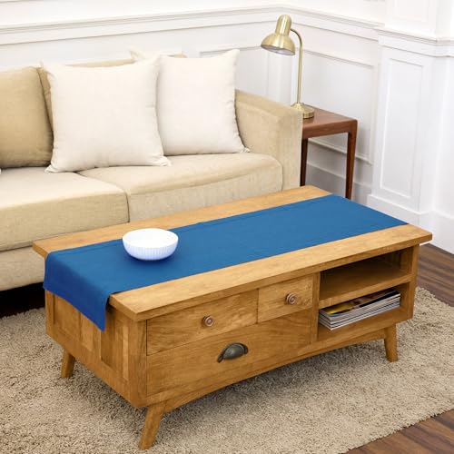 Solino Home Linen Indigo Blue Hemstitch 60 in
