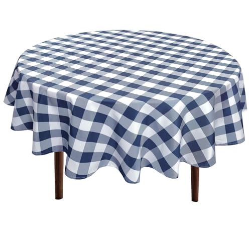 Hiasan Checkered Round Tablecloth 120 Inch (Navy)
