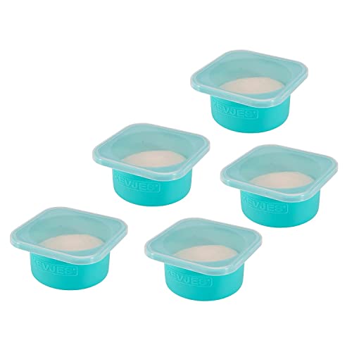 Stackable Silicone Artisan Pizza Dough Proofing Proving Containers with Lids-5 pack-500ml portion (Blue)