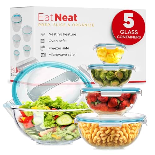 EatNeat 5-Piece Glass Food Storage Bowl Set