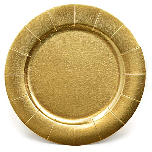 Gift Boutique 120 Disposable Gold Round Charger Plates 13" Dinner Table Serving Tray Plate Heavy Duty Reusable Paper Cardboard Platters for Table Setting Place Mats Cupcake Dessert Wedding Food Safe