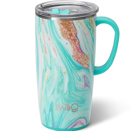 Swig Life 22oz Travel Mug, Insulated Tumbler with Handle and Lid, Cup Holder Friendly, Dishwasher Safe, Stainless Steel, Travel Coffee Cup, Insulated Mug with Lid (Wanderlust)