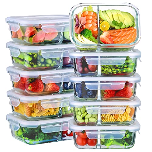 BAYCO 10 Pack Glass Meal Prep Containers