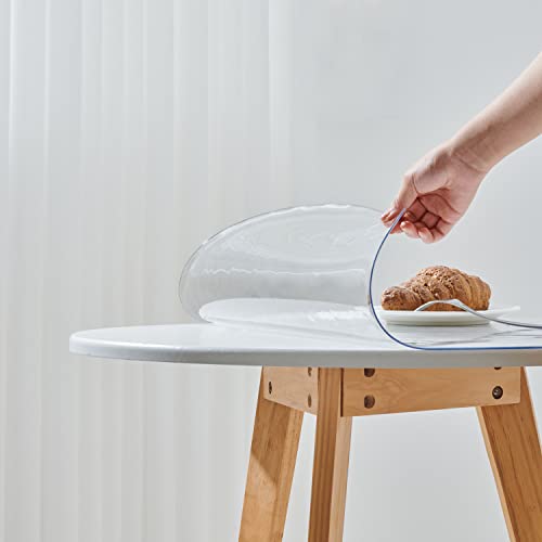 32 Inch Clear Round Table Cover Protector, 1.5mm Thick Plastic Desk Protector Mat, Round Waterproof PVC Desk Cover, Vinyl Placemats for Circle Desktop, Coffee Table, Dining Room Table