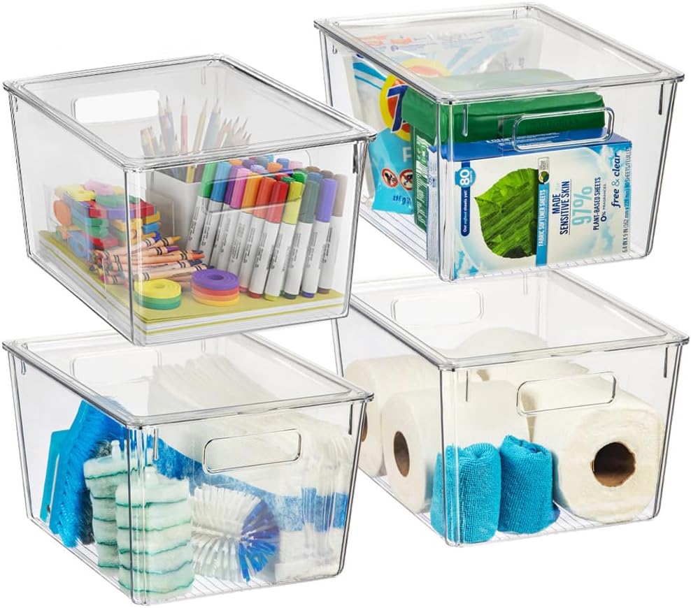 ClearSpace Plastic Storage Bins with Lids X-Large  Perfect Kitchen Organization, Desk Organizer or Pantry Storage  Desktop Organizer, Pantry Organization and Storage Bins, Cabinet Organizers