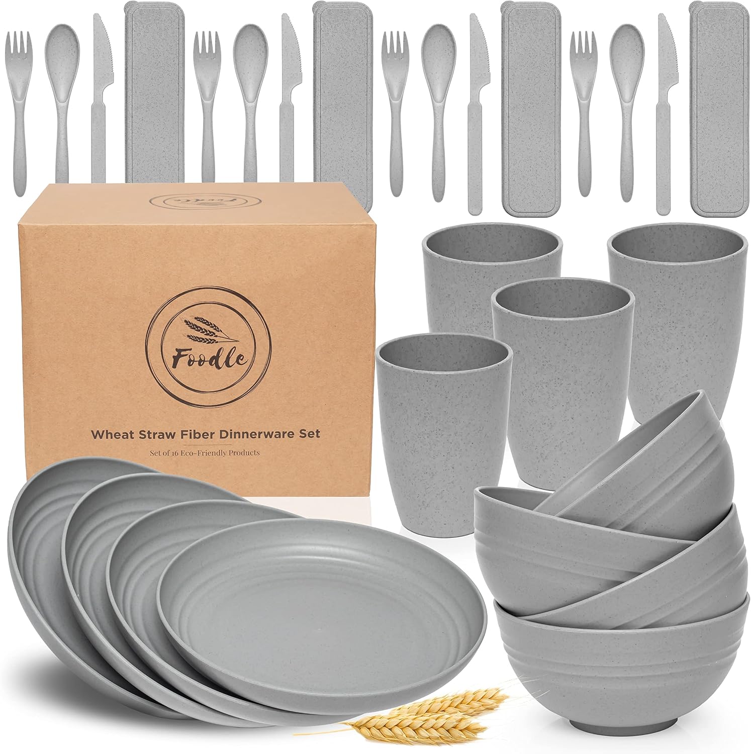 FOODLE Wheat Straw Dinnerware Set