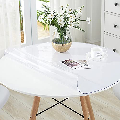 38 Inch Round Clear Plastic Dining Room Tablecloth Protector Vinyl PVC Furniture Table Protector Cover 1.5mm Thick Water Heat Resistant Office Desk Top Cover Coffee Dinner Bar Table Pad