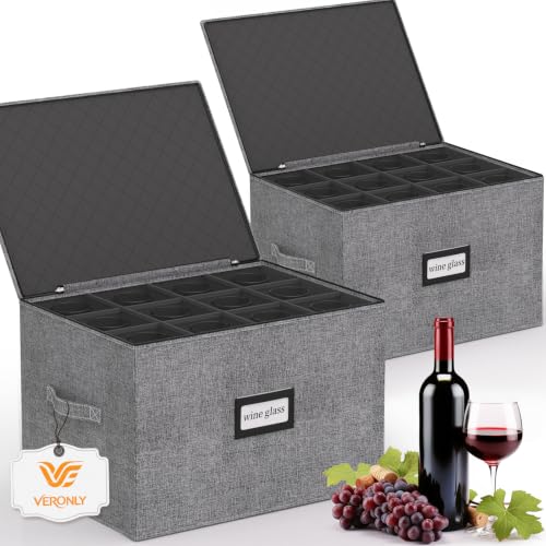 VERONLY 2 Pack Stemware and Glassware Storage Cases