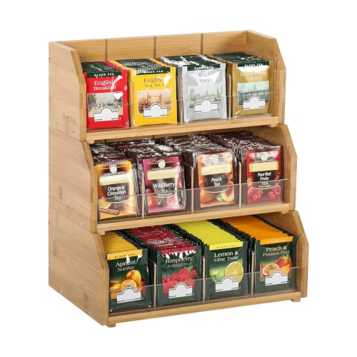 3 Layer Stackable Bamboo Tea Bag Organizer