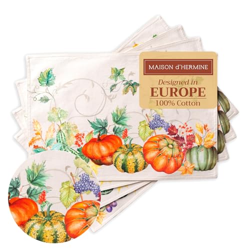 Maison d' Hermine Placemat 100% Cotton Cloth Placemats Decorative Washable Placemats for Home, Kitchen, Dining, Cocktail Parties & Camping