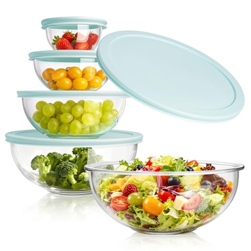 WhiteRhino Glass Mixing Bowl with Lids Set of 5
